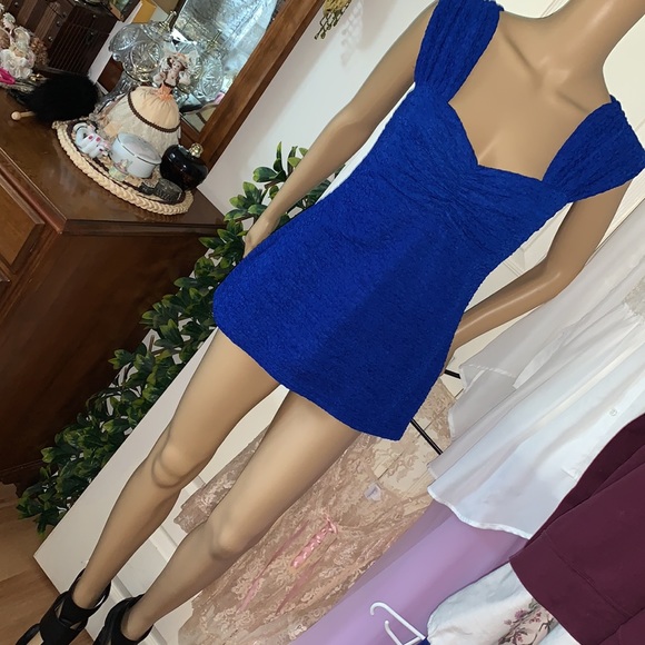 Blue long tank top with ruched straps L - Picture 7 of 13